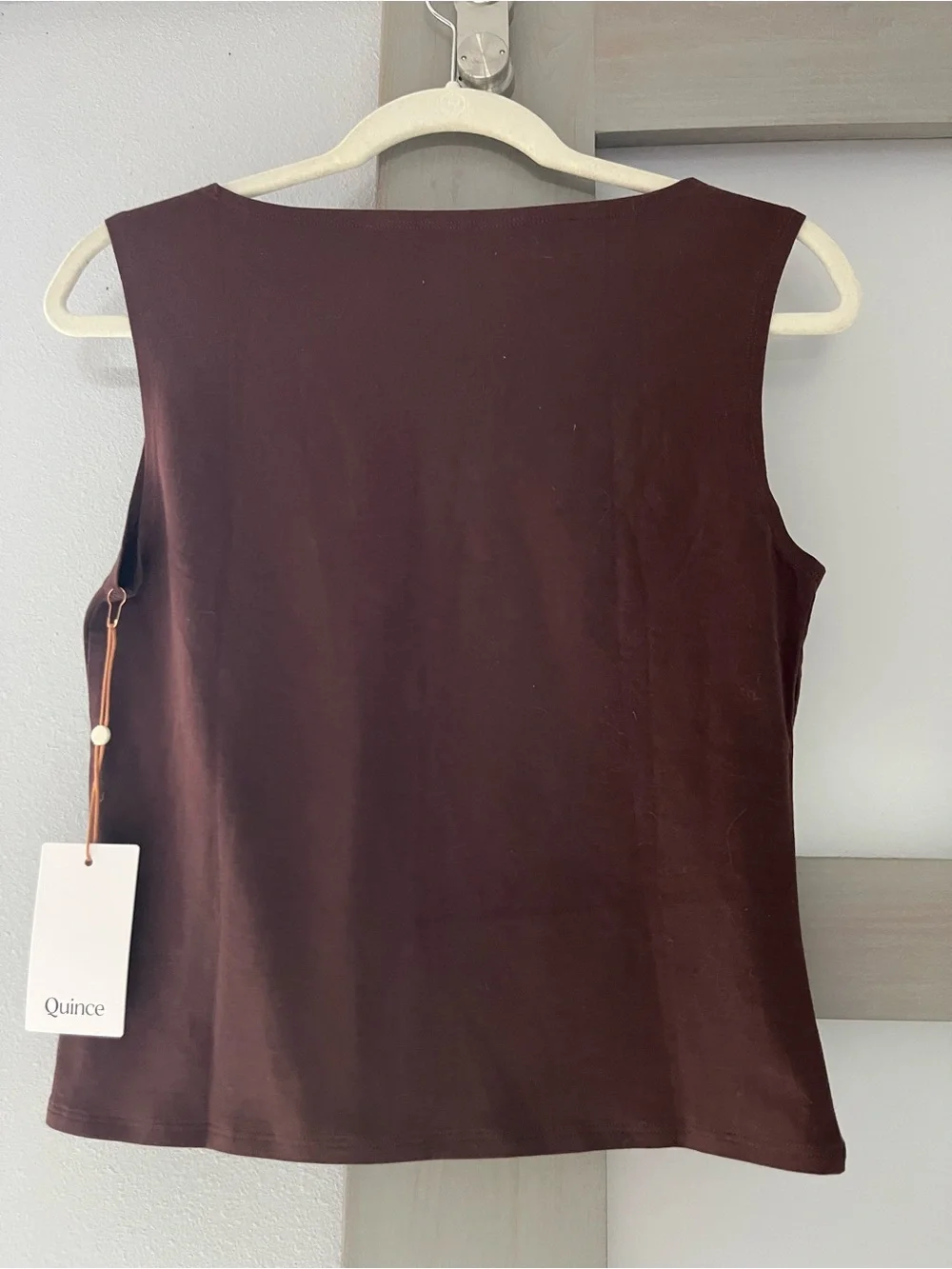 Quince Stretch Organic Cotton Jersey Boat Neck Tank Women M Chocolate Brown NWT! - Picture 2 of 8